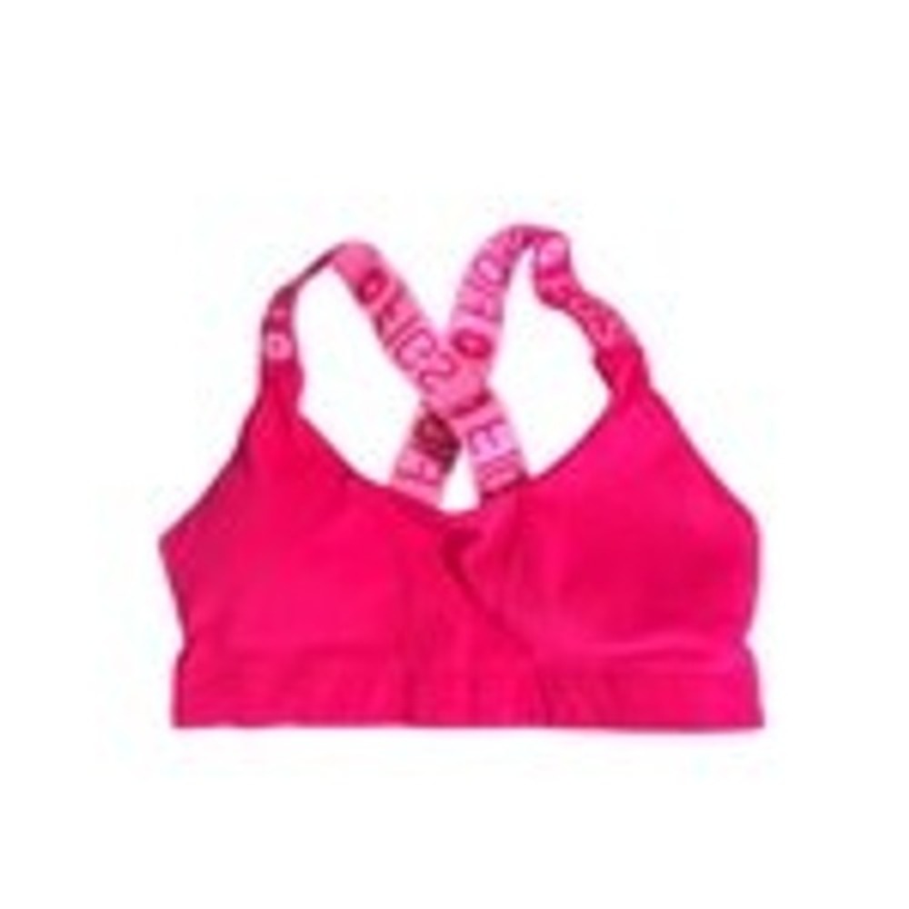 FIGS Sports Bra Womens Small Pink Crossback Logo Strap Yoga Athletic Top